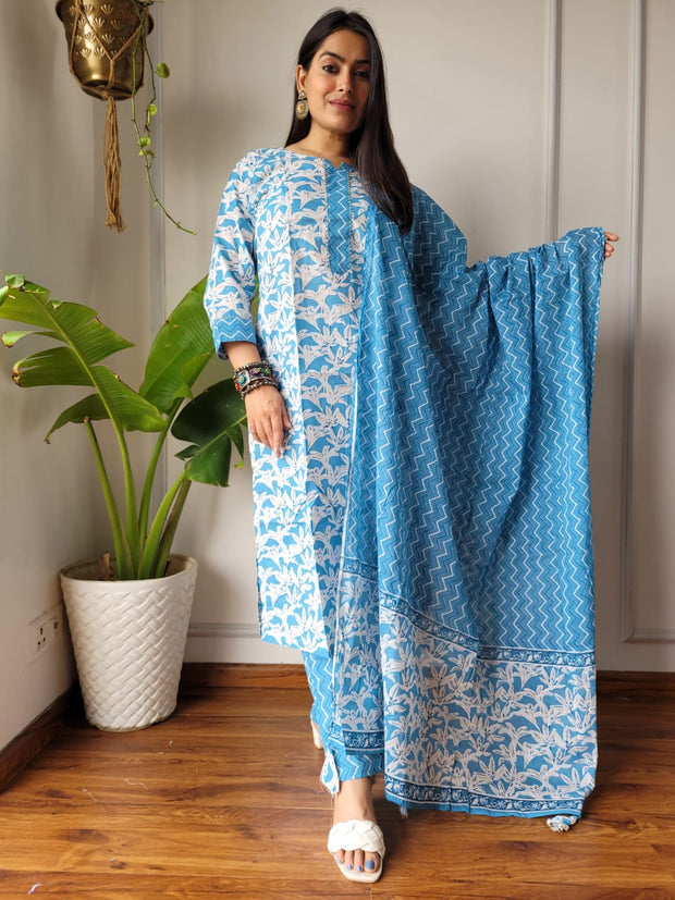 Jaipuri Hand Block Cotton Suit Set
