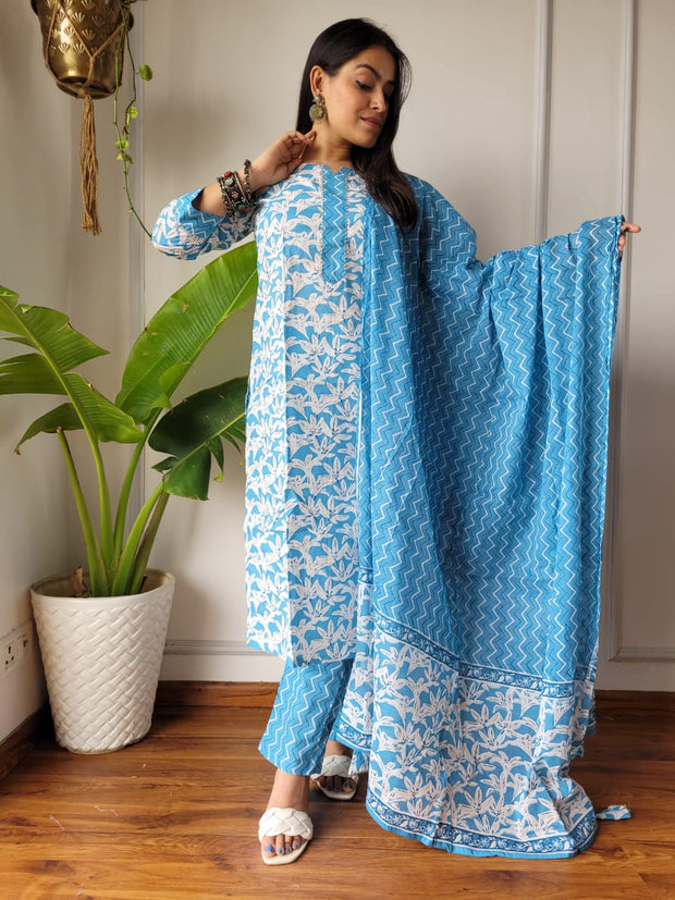 Jaipuri Hand Block Cotton Suit Set