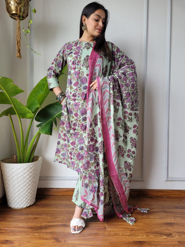 Jaipuri Hand Block Cotton Suit Set