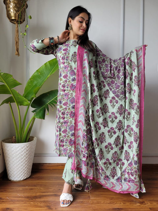 Jaipuri Hand Block Cotton Suit Set