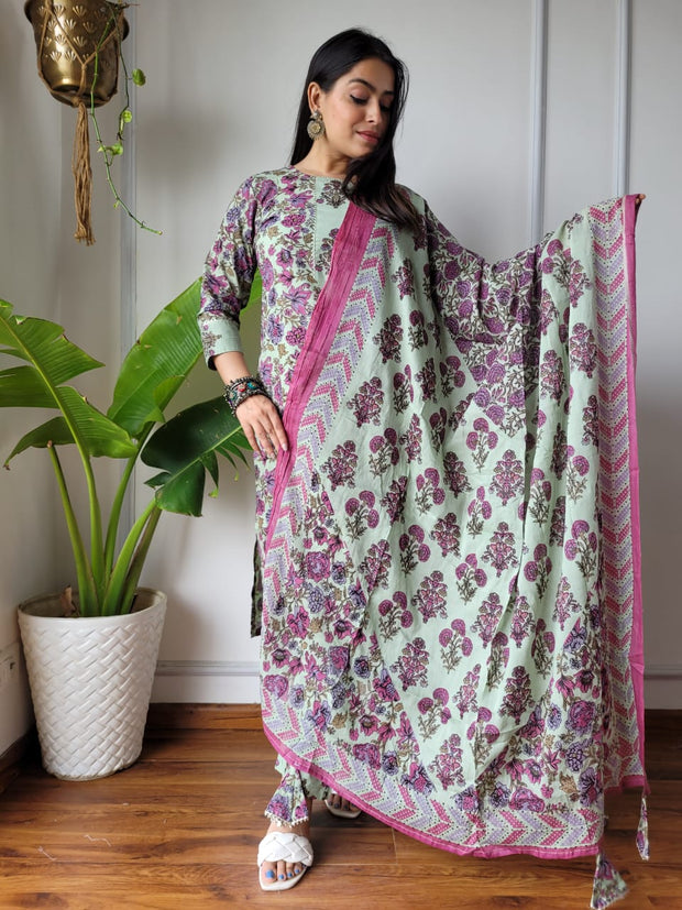 Jaipuri Hand Block Cotton Suit Set